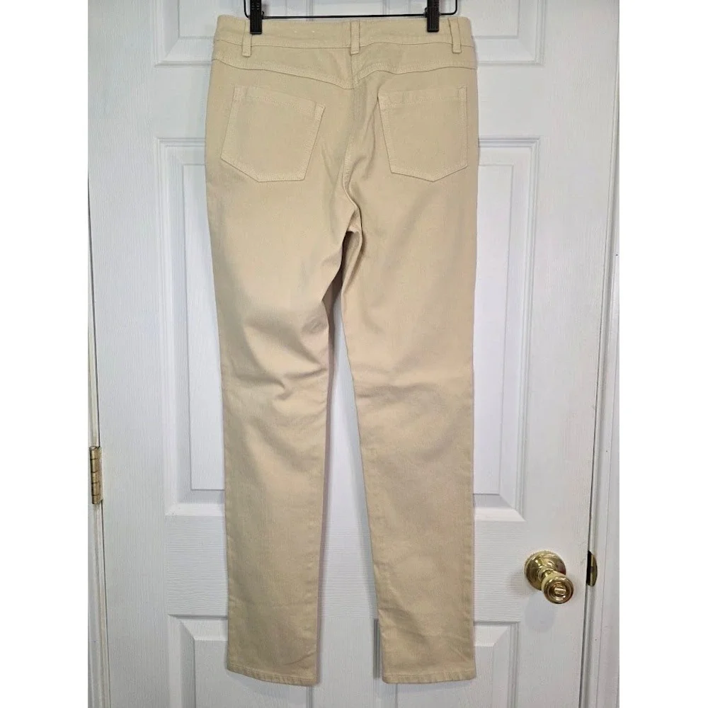 J.McLaughlin Womens 6 Lexi Jeans Slim Leg Raw Beige Stretch Cotton Gold Hardware